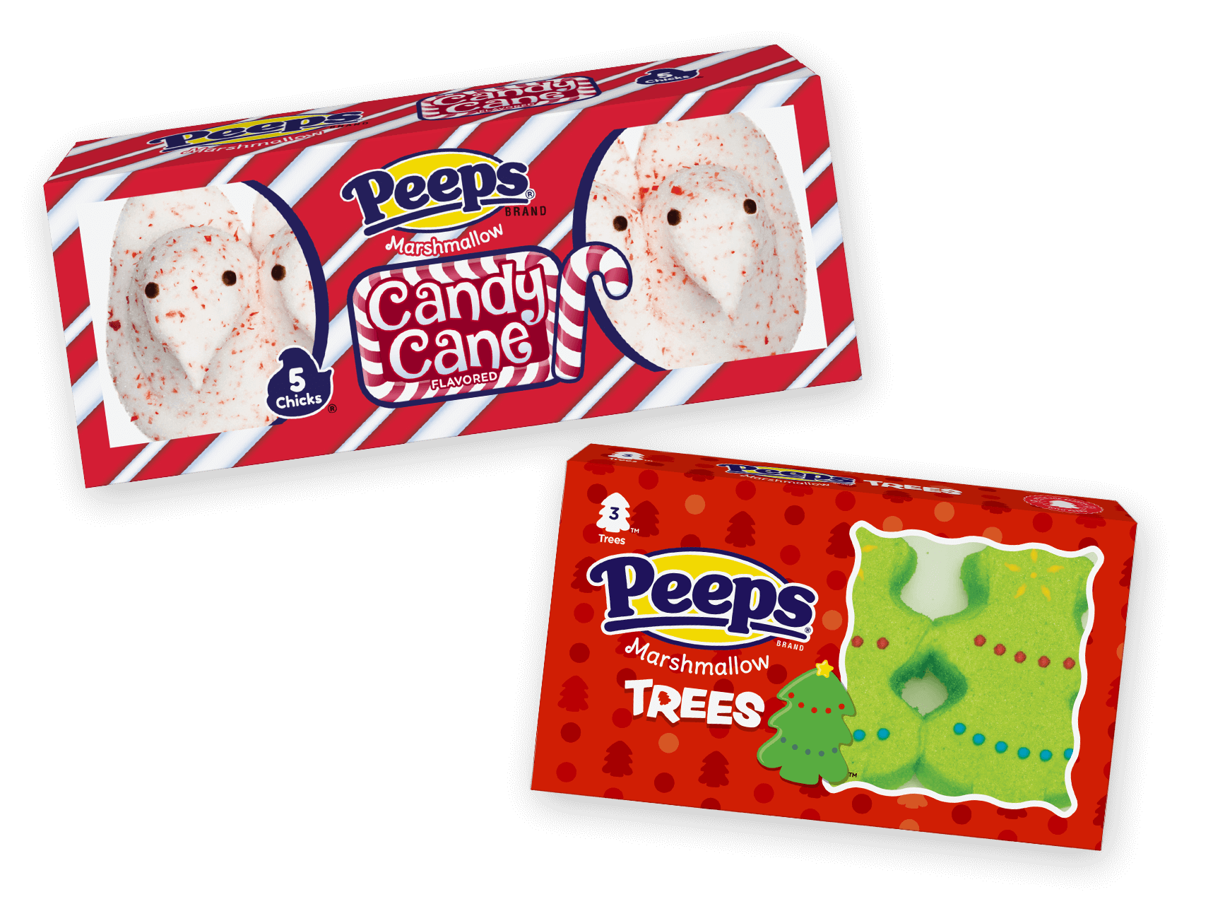 PEEPS Marshmallow Candy Cane and Trees holiday treats