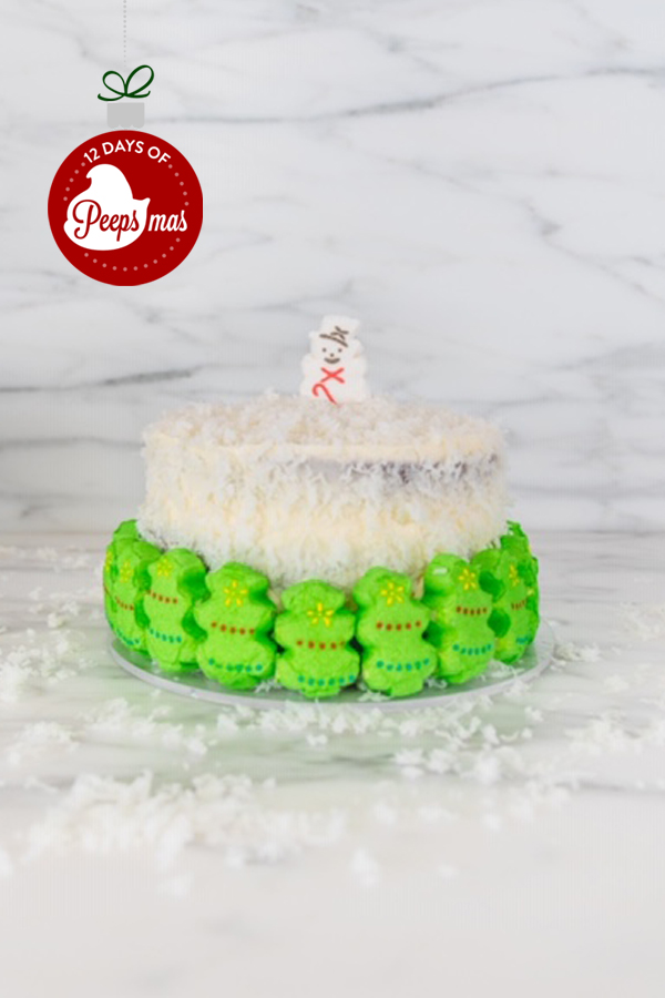 Red Velvet Coconut Cake with Christmas Tree PEEPS