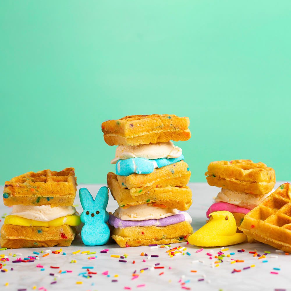 Cake Batter Waffle Ice Cream Sandwiches with PEEPS®