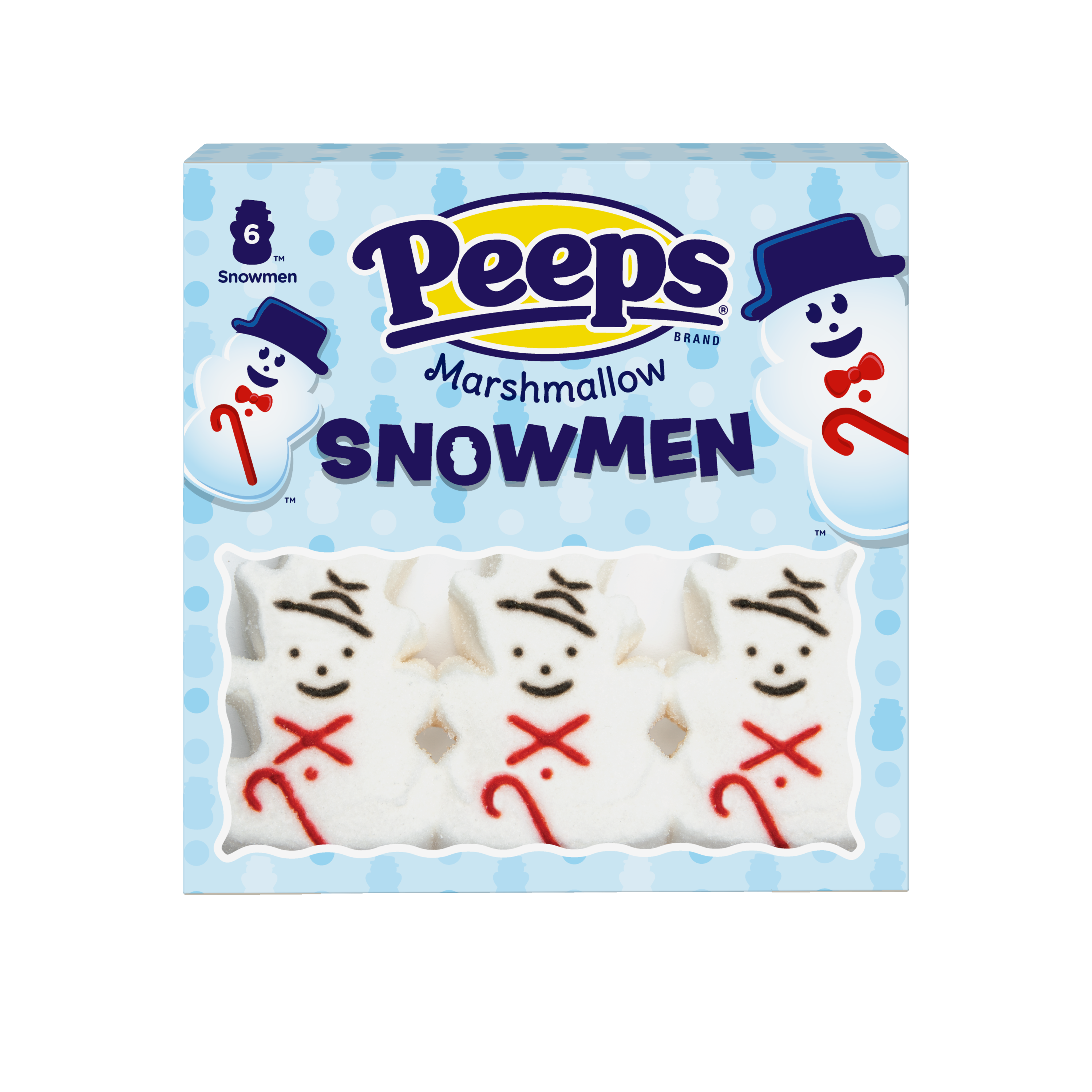 PEEPS_6ctSnowmenPKG_RenderFrontBS-1- Peeps Snowmen 3 count package